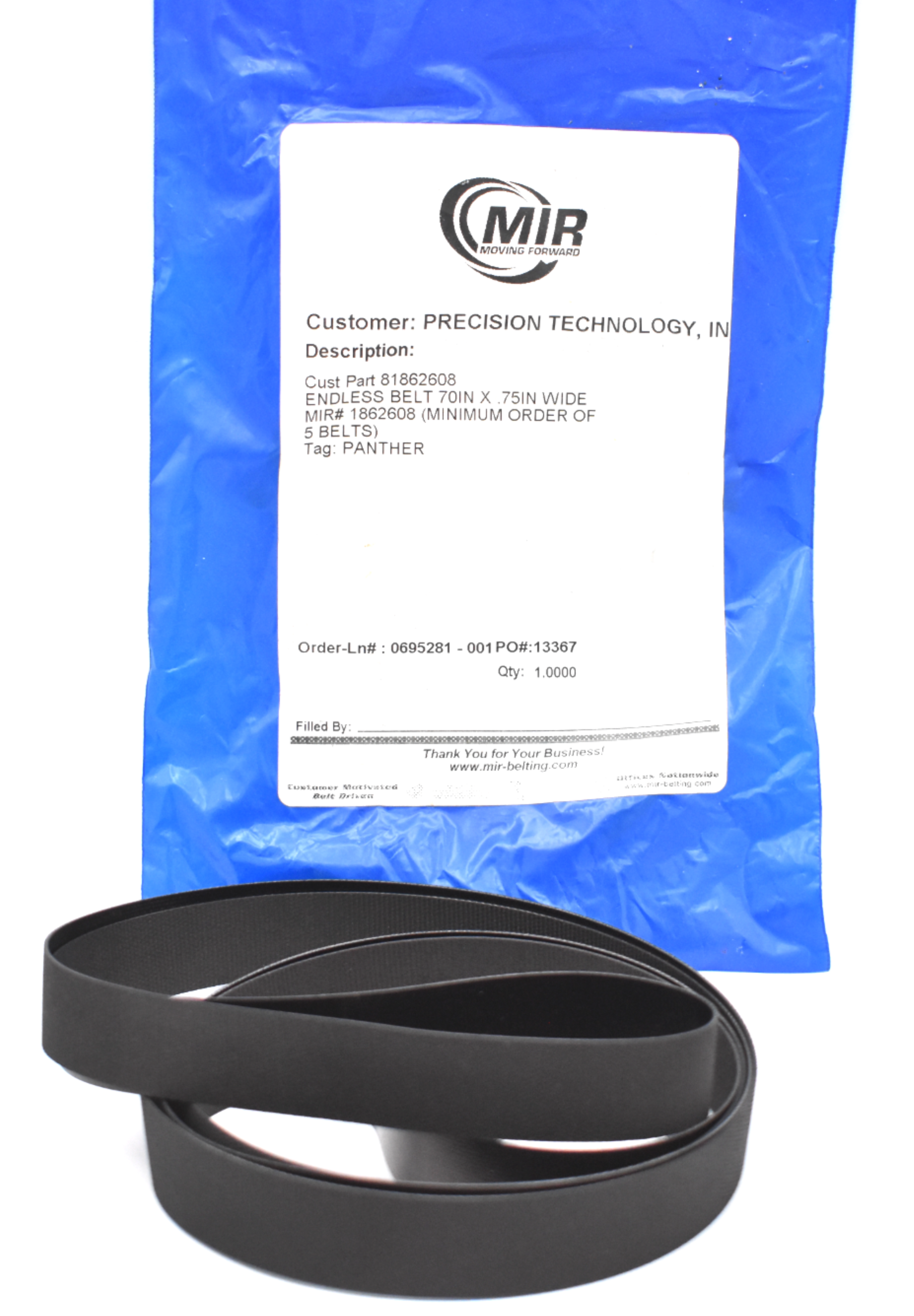 MIR MIDWEST INDUSTRIAL RUBBER 13367 MIR ENDLESS BELT 70IN X 75IN WIDE